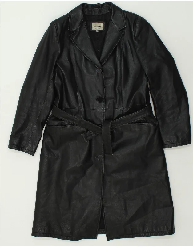 CONBIPEL Womens Leather Coat IT 48 XL Black Leather