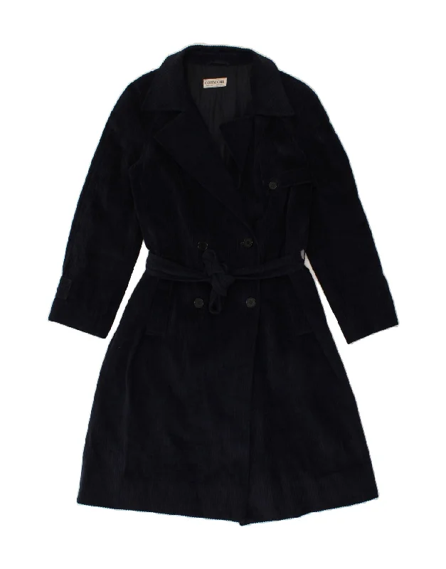 CORNICHE Womens Corduroy Coat UK 12 Medium Navy Blue