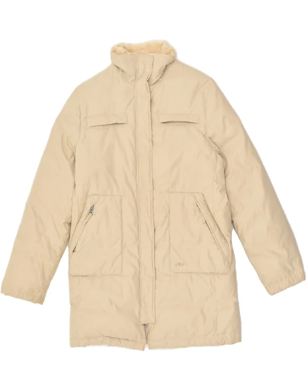 FILA Womens Padded Coat IT 44 Medium Beige Polyester