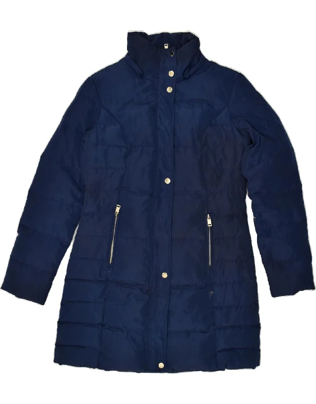 GUESS Womens Padded Coat UK 10 Small Navy Blue Polyester