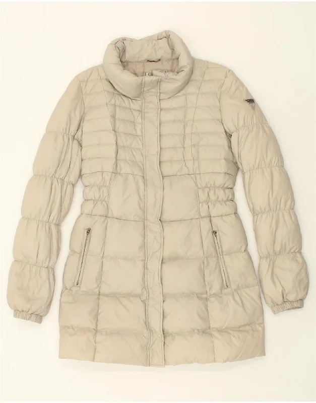 GUESS Womens Padded Coat UK 16 Large Beige Polyester