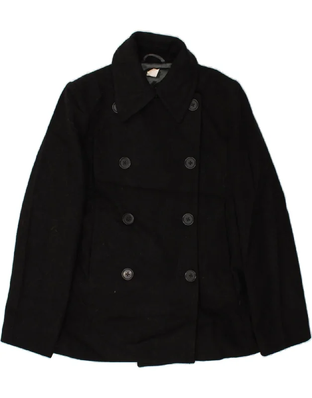 J. CREW Womens Pea Coat UK 14 Medium Black Wool