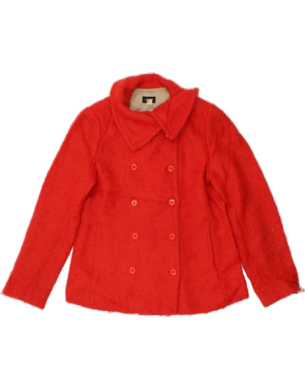 J. CREW Womens Pea Coat UK 14 Medium Red Mohair