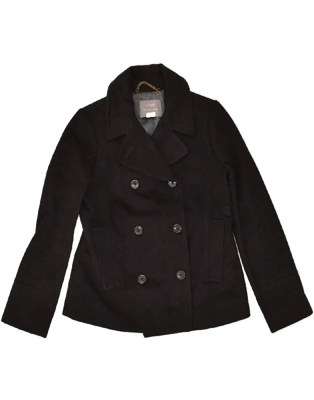 J. CREW Womens Pea Coat US 0 XS Black Wool