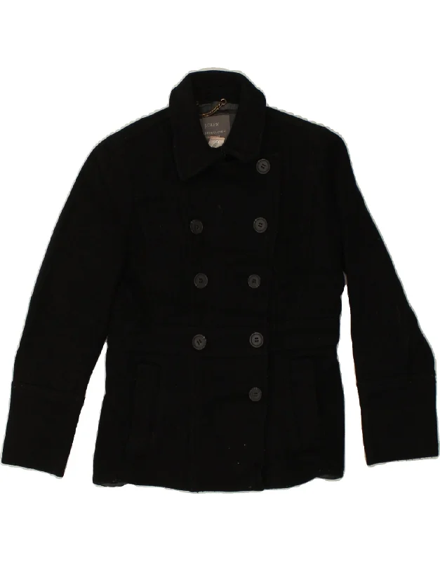 J. CREW Womens Pea Coat US 2 XS Black Wool