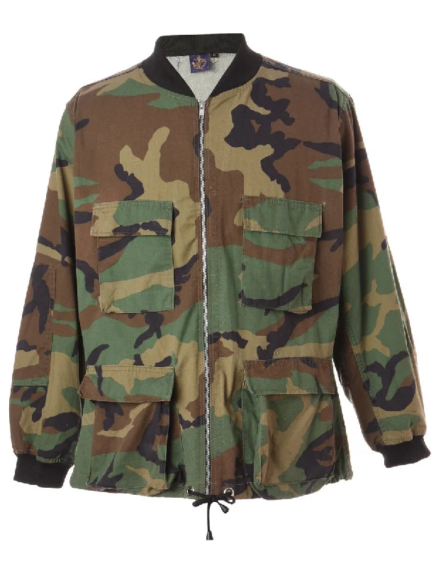 Reworked Workwear Jackson Camo Bomber Jacket - L