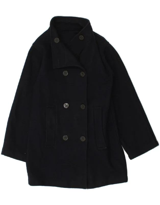 MARINA YACHTING Womens Double Breasted Coat IT 42 Medium Navy Blue Wool