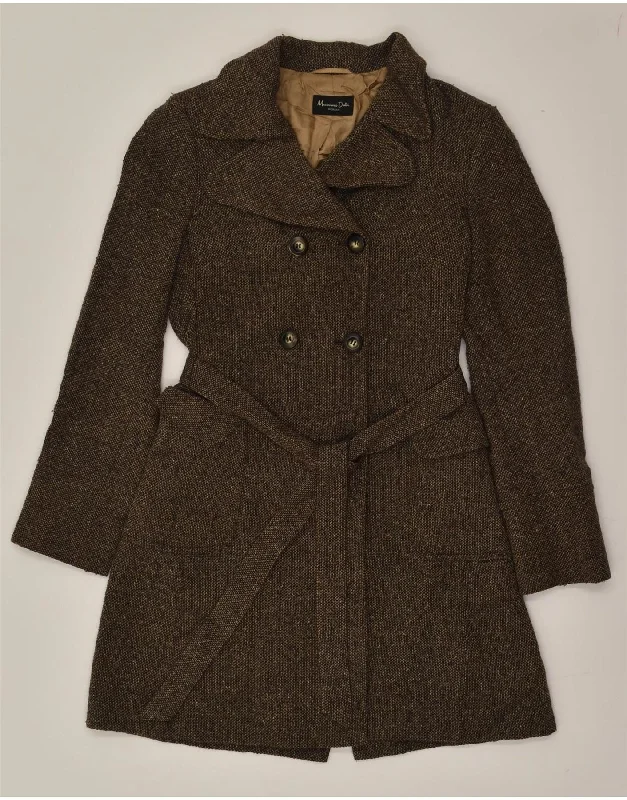 MASSIMO DUTTI Womens Double Breasted Coat UK 12 Medium Brown