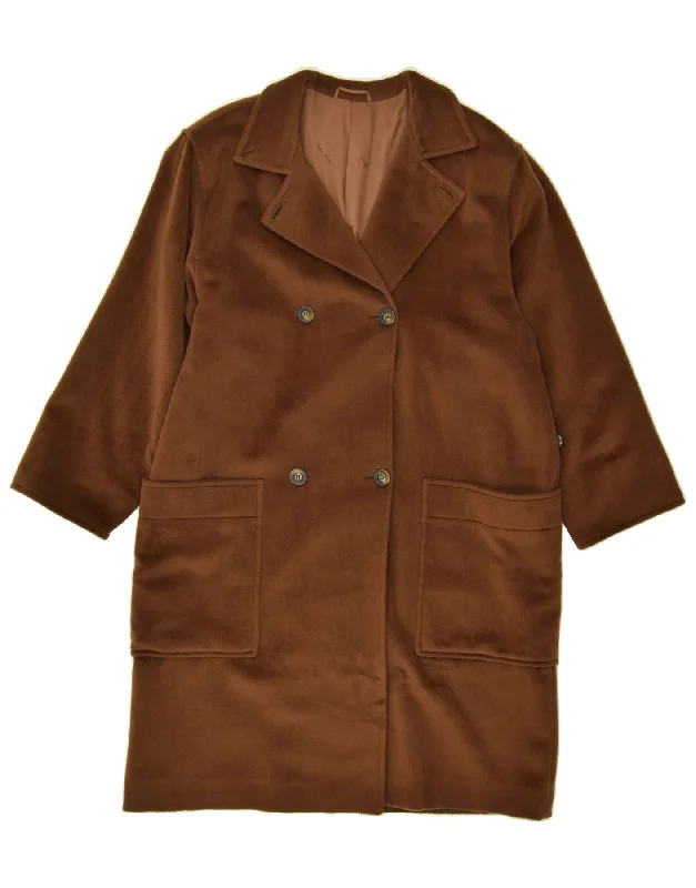 MAX MARA Womens Double Breasted Coat UK 14 Large Brown Wool