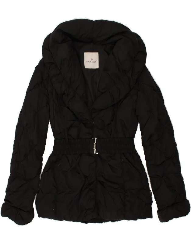 MONCLER Womens Padded Coat UK 16 Large Black Polyamide