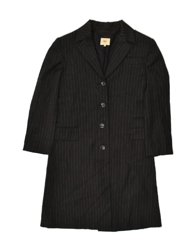 OASIS Womens Chesterfield Coat UK 10 Small Black Pinstripe