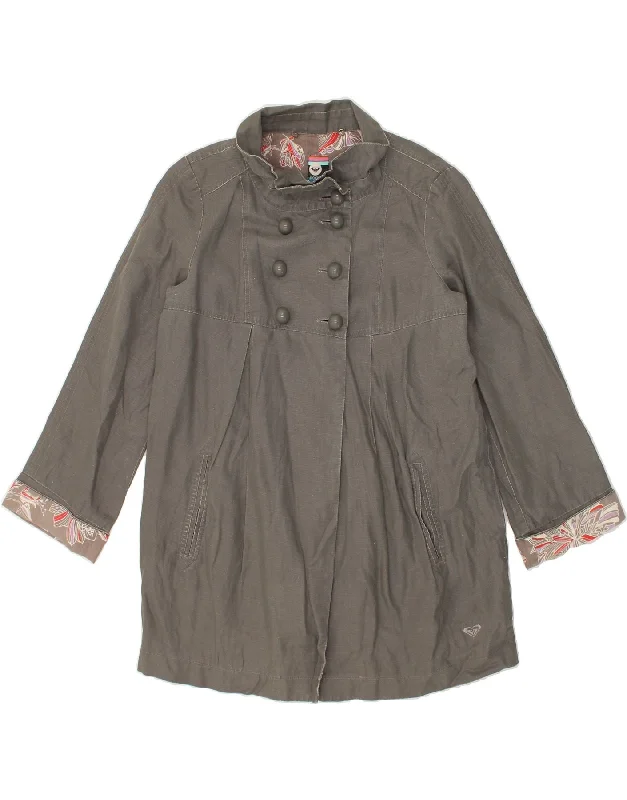 ROXY Womens Double Breasted Coat UK 14 Medium Grey