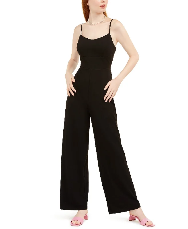 Teeze Me Women's Juniors' Lace-Back Jumpsuit Black Size 5