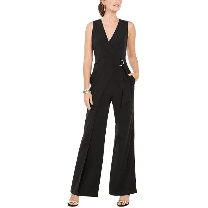 Vince Camuto Women's D-Ring Belted Wrap Jumpsuit Black Size 2