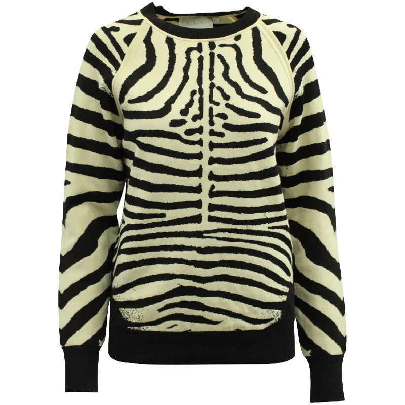 A.L.C. Rizzou Zebra Print Knit Sweater in Multicolor Rayon