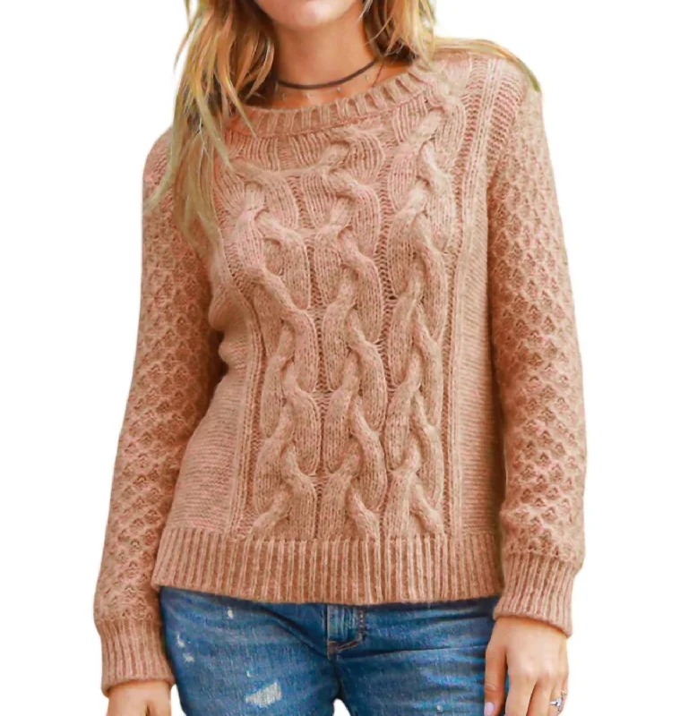 Cable Sweater In Carrot