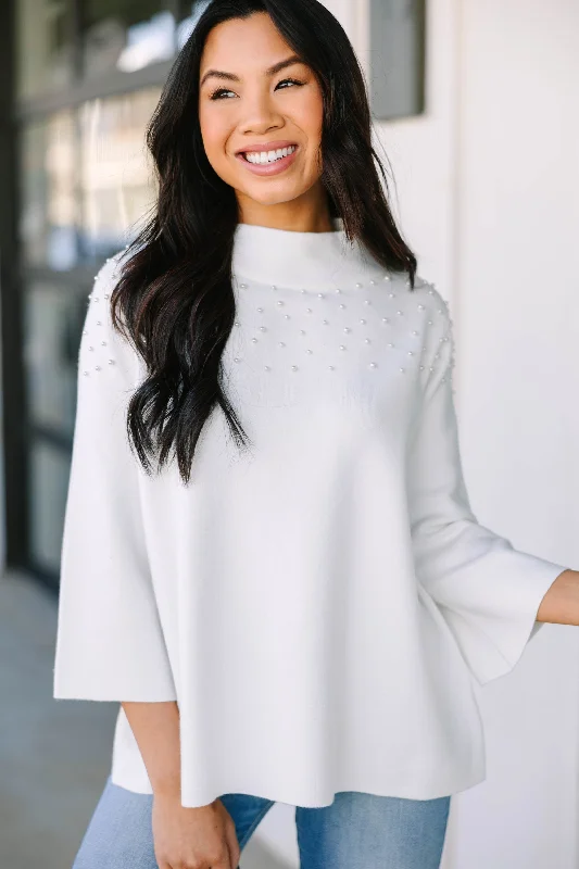 Doing It All Cream White Embellished Sweater