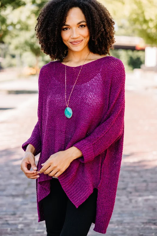 Don't Waste A Moment Magenta Purple Oversized Sweater