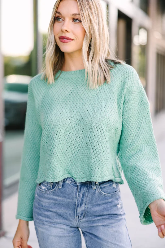 Glad You're Here Sage Green Flare Sleeve Sweater