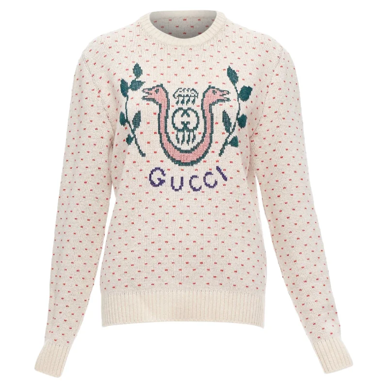 Gucci wool fairisle Crest logo intarsia sweater top