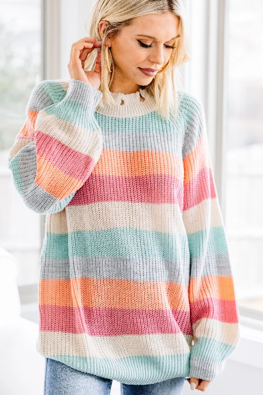 Happy Day Mauve Pink Striped Sweater