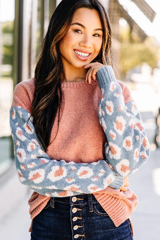 It's All Here Coral Orange Leopard Sweater