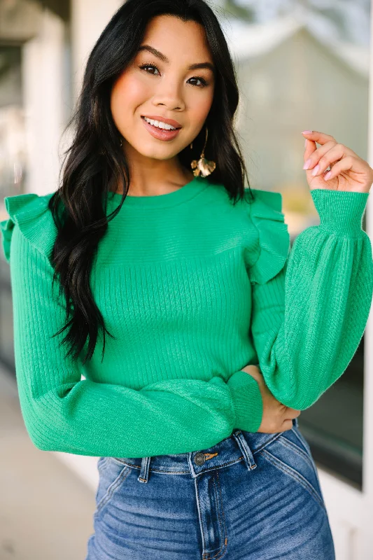 Reach Out Kelly Green Ruffled Sweater