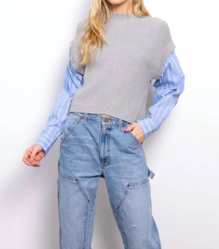 Sutton Shirt Sleeve Sweater In Grey