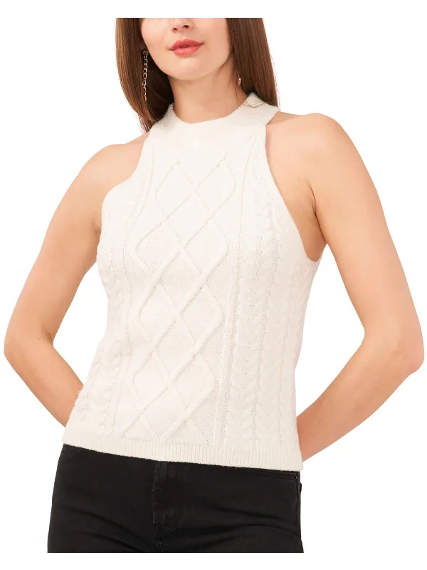 Womens Crochet Vest Turtleneck Sweater