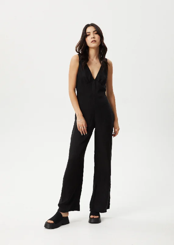 AFENDS Womens Grace - Cupro Jumpsuit - Black