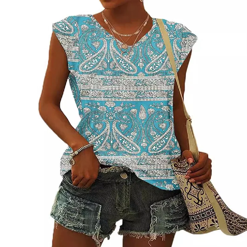 Loose Tops Fashion Printed V-Neck Short Sleeve Casual T-Shirt Wholesale Womens Clothing N3824062800005