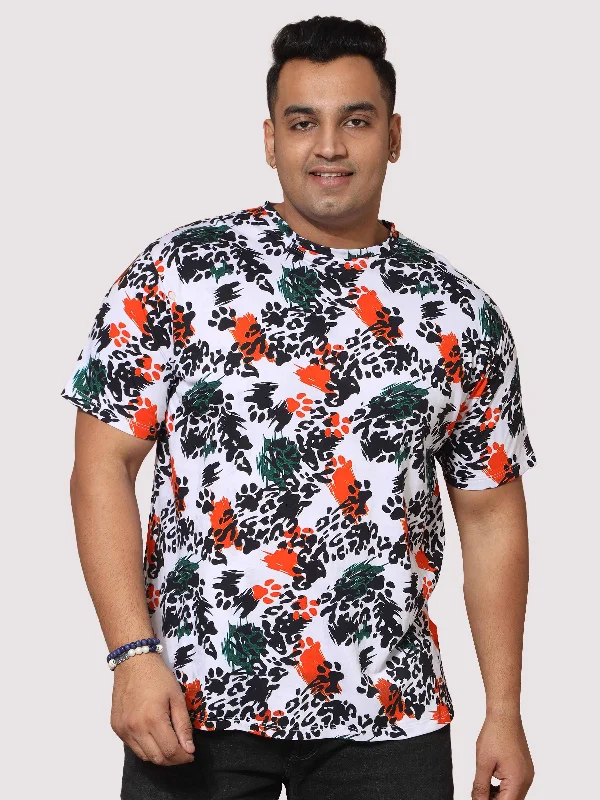 Men Plus Size Leopard Digital Printed Round Neck T-Shirt