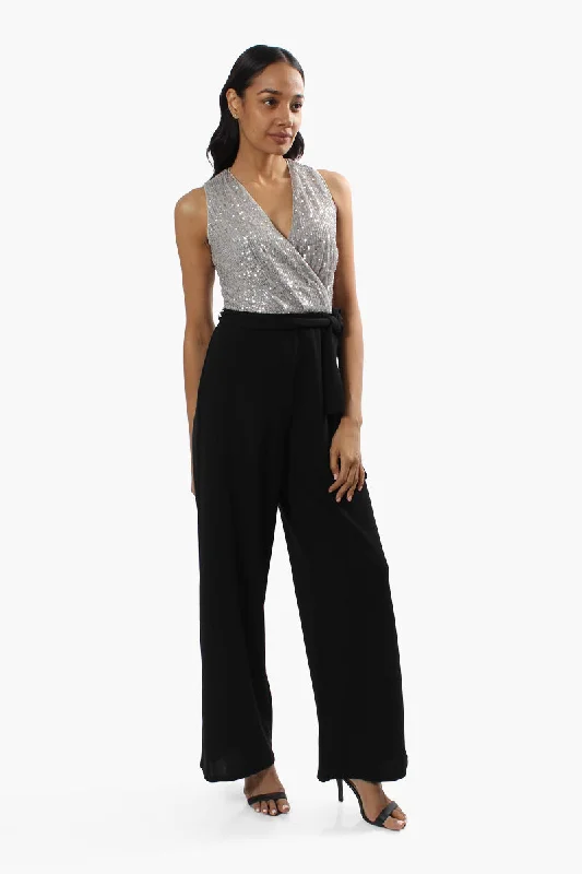 Limite Side Tie Sequin Jumpsuit - Grey