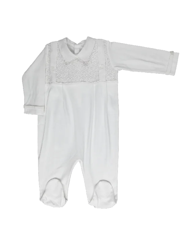 Baby All White Chest Pima Jumpsuit