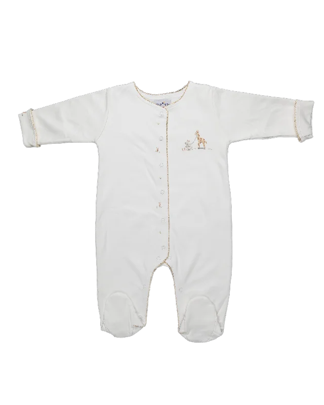 Baby Giraffe Cream Open Back Pima Jumpsuit