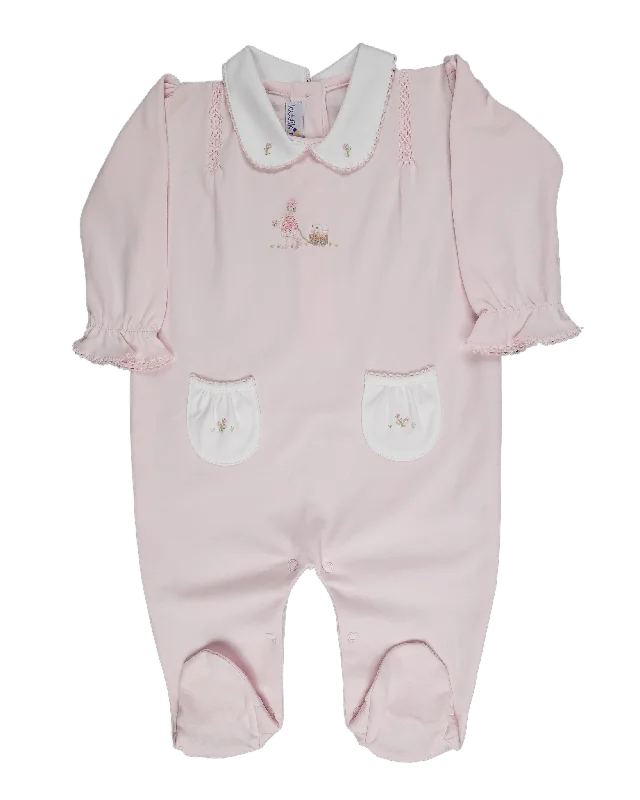 Baby Girl and Bunny Open Back Pima Jumpsuit