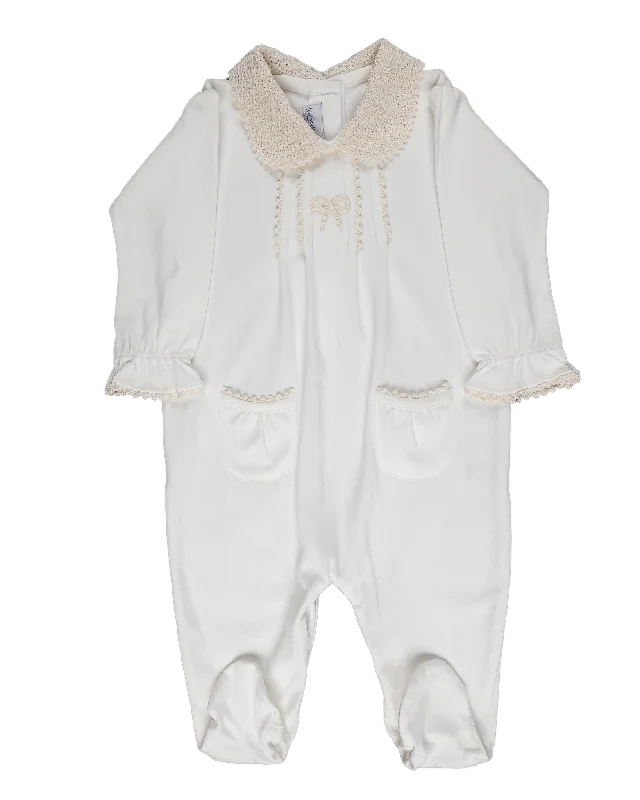 Baby Girl Romantic Cream Pima Jumpsuit