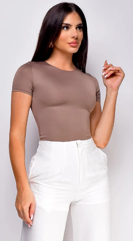 Ariella Round Neck Bodysuit - Beige