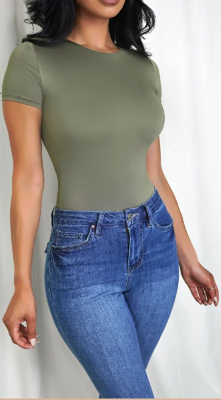 Ariella Round Neck Bodysuit - Green