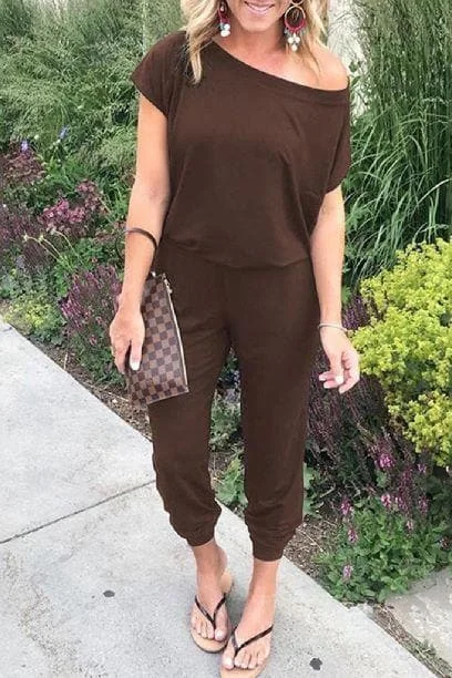 Off Shoulder Pocket Jumpsuit