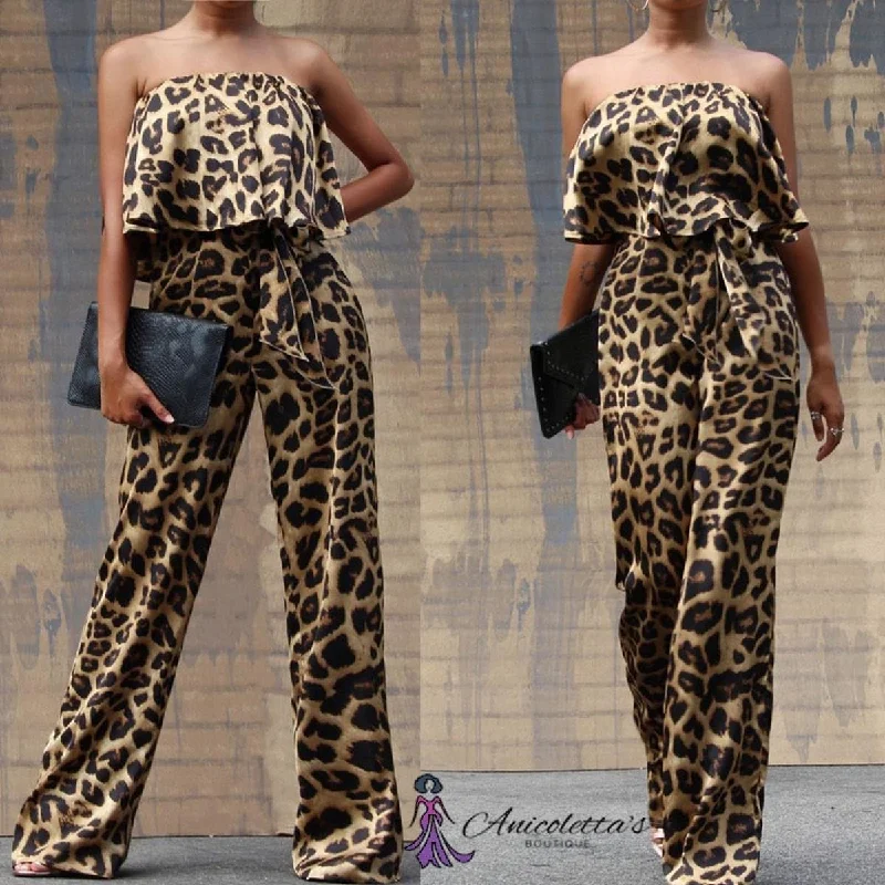 The Strapless Leopard Print Jumpsuit