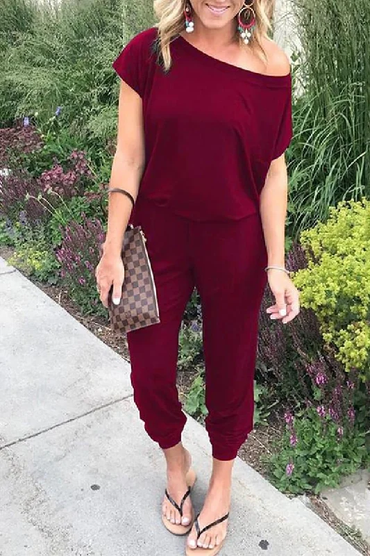 Off Shoulder Pocket Jumpsuit