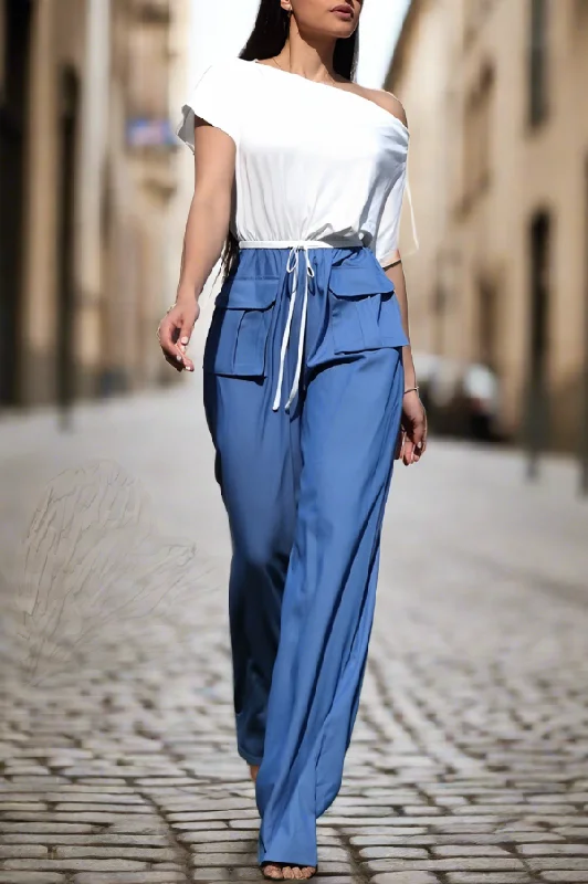 The Cali Off-Shoulder Denim Jumpsuit